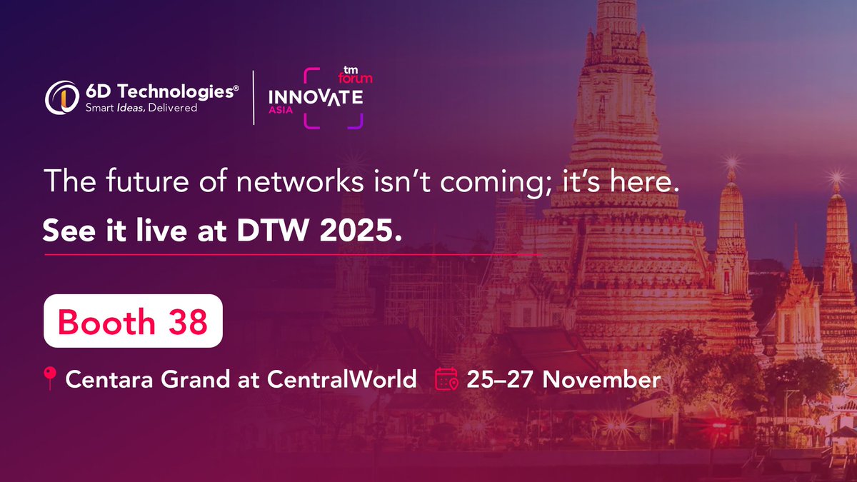 6dtechnology's tweet image. The countdown is on! 

In just two weeks, we’ll be at DTW 2025, where the brightest minds meet to redefine the digital future.

#DTW2025 #TelecomInnovation #TechForTomorrow #DigitalFuture #6DTechnologies #6DTech