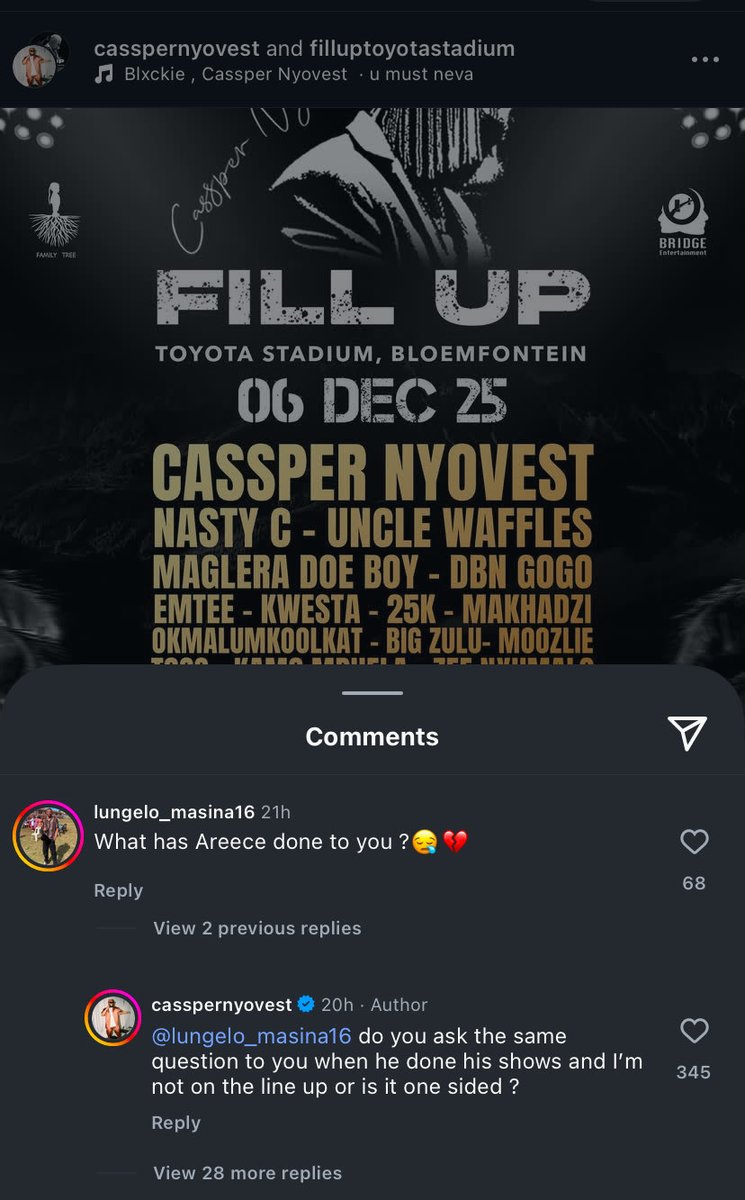 33Music_Plug's tweet photo. You see why I always say whatever Areece fans are doing they doing it out of Pity. 

Slimes are still begging Cassper to put their boy on the LineUp. What a shame 💔 https://t.co/KkYofX914N