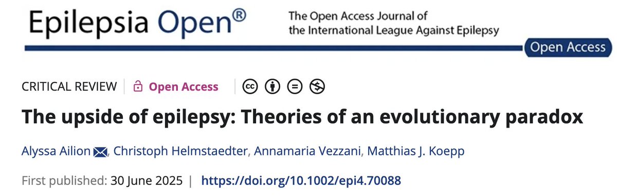 This remarkable article published in <a href="/EpilepsiaOpen/">Epilepsia Open</a> is quite bold and thought provoking. Does anyone here have an opinion on this? onlinelibrary.wiley.com/doi/10.1002/ep…
Some questions posed here-
 Why does epilepsy perplexingly have evolutionary success?
Is there an evolutionary benefit of