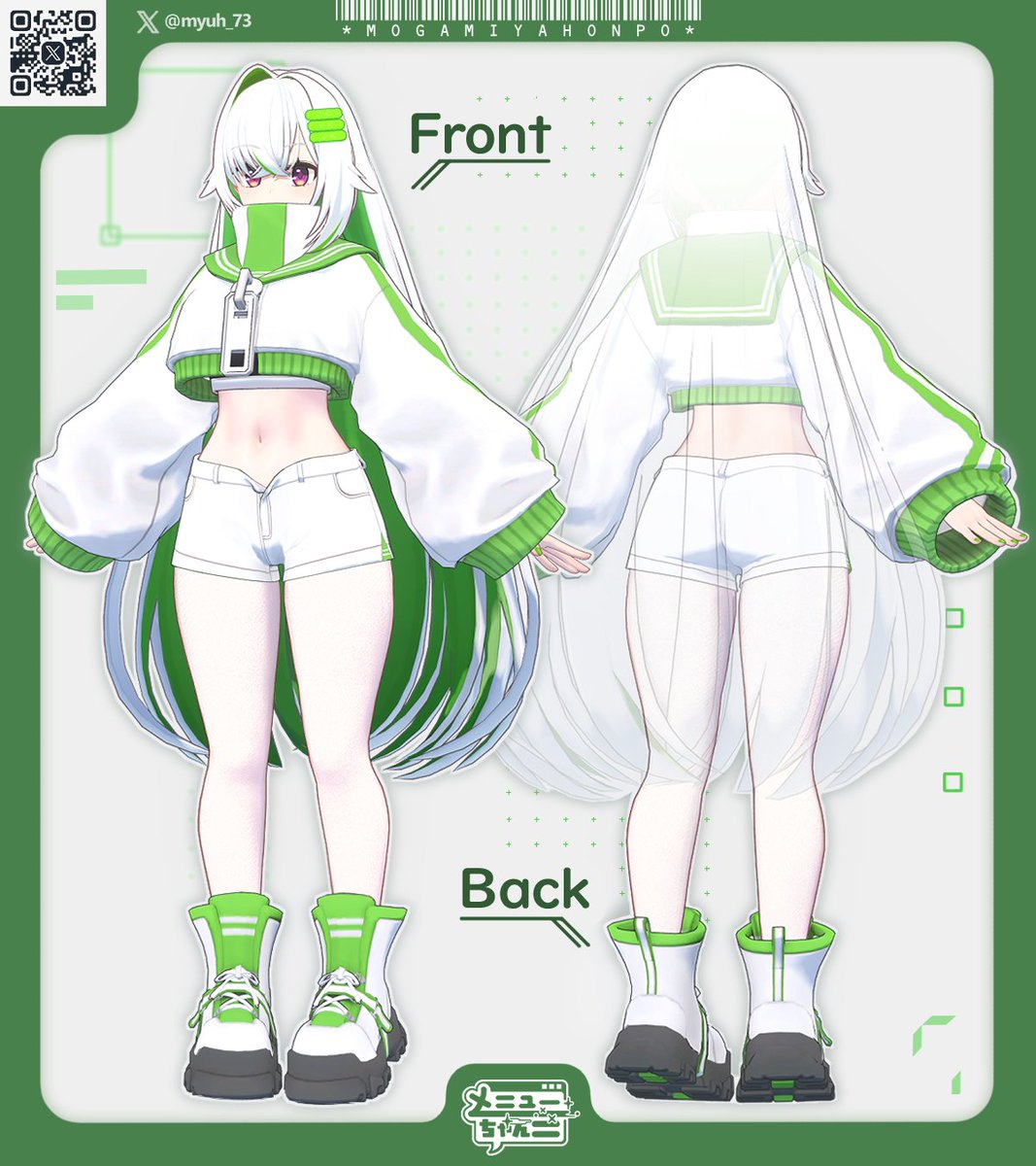 myuh_73's tweet image. ✨お知らせ✨
VRChat想定3Dアバター「メニューちゃん」のリリース予告です🟩≡
現在‘‘12月頃’’ を目標に制作を進めております🔧
ご声援、各種SNSのフォローやいいね！などいただけますと大変励みになりますので、引き続きお見守りいただければなと思いますっ！！
#VRChat #menyu_chan #MGMY_Honpo