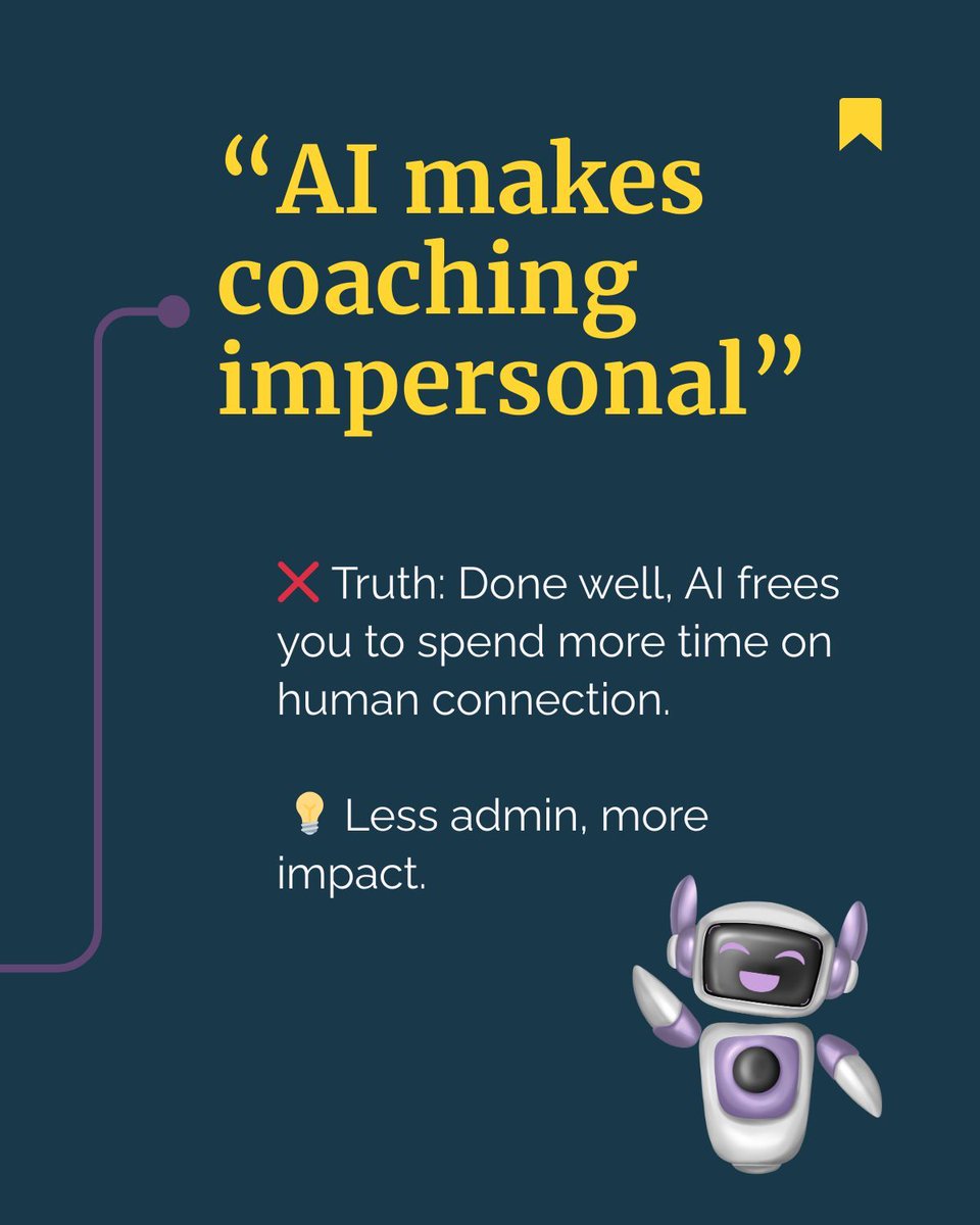CardinalRos's tweet image. AI isn’t here to replace coaches. It’s here to empower you.
Stop believing these myths and start using AI to save hours, streamline your business, and attract more clients.
🔗 buff.ly/fvlz9mS
#CoachingBusiness #AIForCoaches #CoachingTools #LeadershipCoaching #CoachSmart