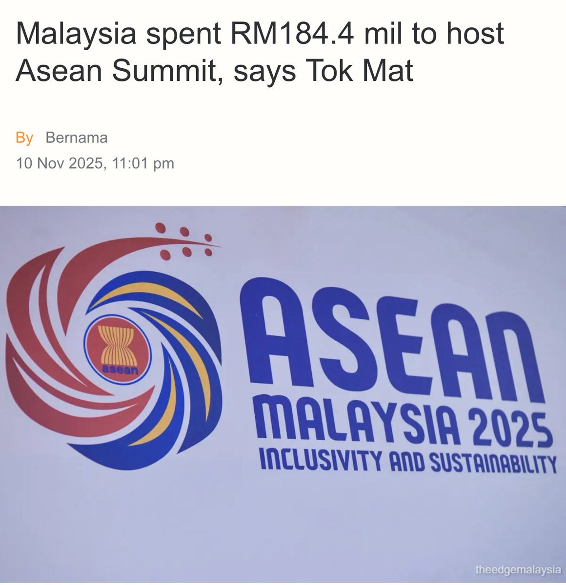 Malaysia spent RM184.4 million to host the recently concluded 47th Asean Summit and related meetings, Foreign Minister Datuk Seri Mohamad Hasan said on Monday.
Mohamad was responding to Lim Lip Eng (PH–Kepong), who asked about the cost of organising the summit and the security…