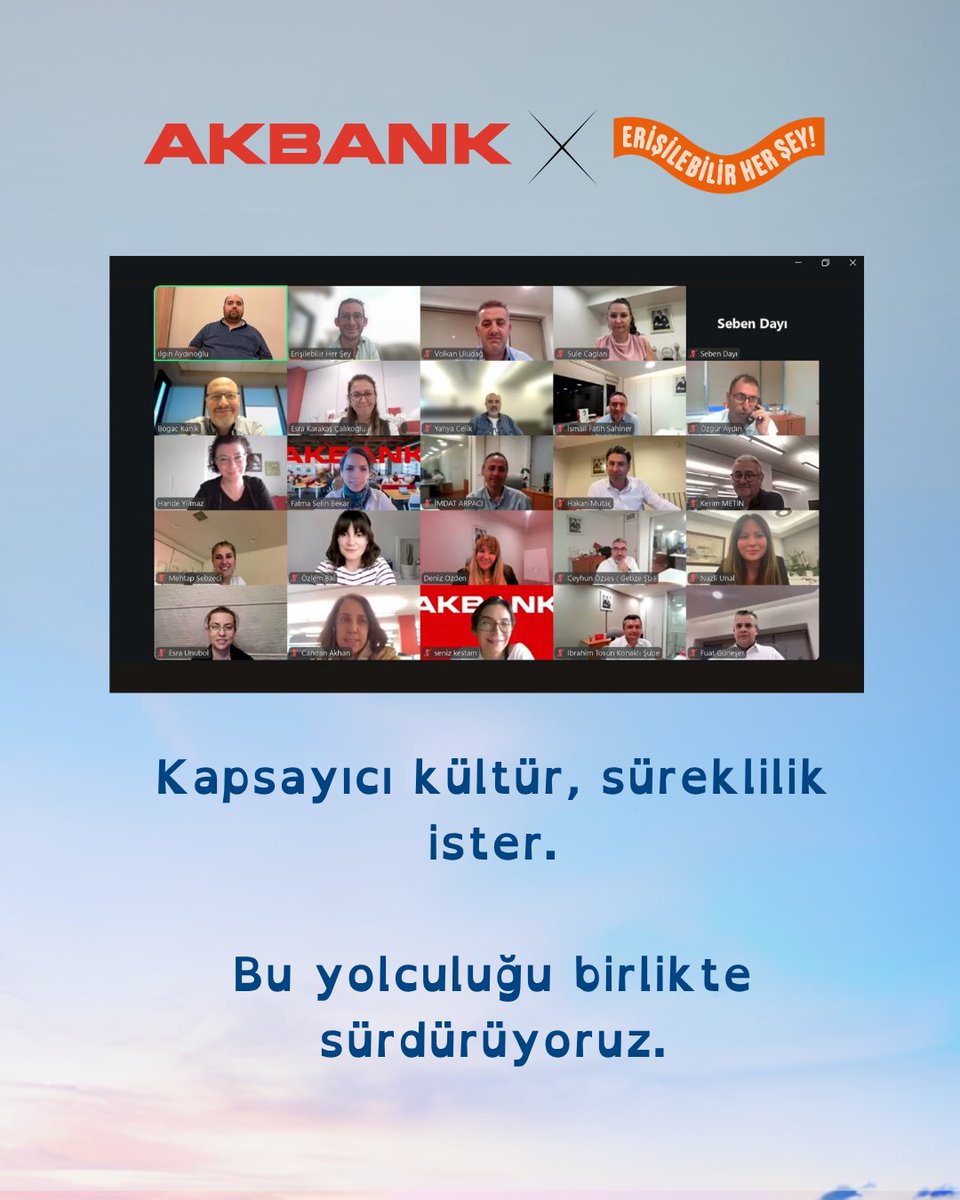 EHS_erisim's tweet photo. Erişilebilirlik, bir defalık değil; sürdürülebilir bir kültürdür.
Akbank ekibiyle birlikte “Engellilik, Erişilebilirlik ve Kapsayıcı Kültür Eğitimi”ni yenileyerek erişilebilirliğin hatırlanmasını değil, yaşatılmasını hedefledik. @Akbank https://t.co/uPJLmbRRru