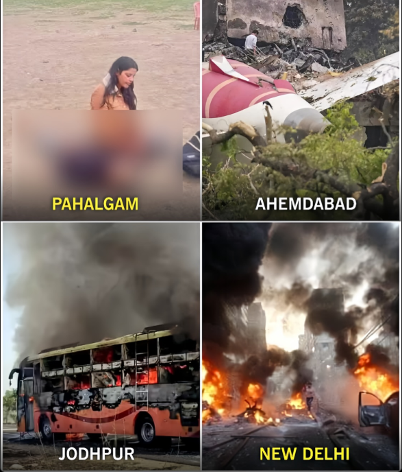 ShivamSDube's tweet photo. 🚨 Multiple tragic incidents across India 
Pahalgam – local unrest
Ahmedabad – plane crash
Jodhpur – bus fire
New Delhi – blast near Red Fort
Stay alert, stay united. 
#India #BreakingNews #PrayForIndia https://t.co/7VJrfYQNy7