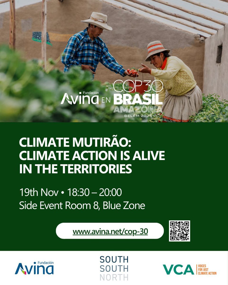 WeAreVCA's tweet photo. 🌱 Climate Mutirão: Climate Action is Alive in the Territories
From local solutions to global policy 🌍
Join leaders from COICA, ASOCLIMA, WWF &amp; more to explore how community-led climate action drives systemic change. https://t.co/RXVuYcupBj