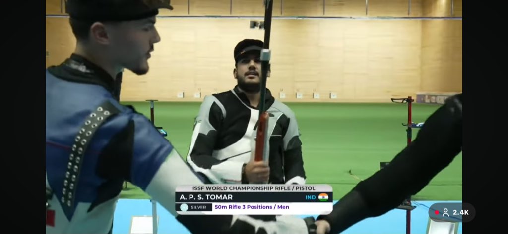 Aishwary Pratap Singh Tomar won World Championship🥈..!!!

Aishwary Pratap Singh Tomar delivered a phenomenal performance to clinch 2nd place in the 50m Rifle 3 Positions event! Niraj Kumar finish 5th in final. 

Earlier he shot 597-40x to equal the Qualfication World Record