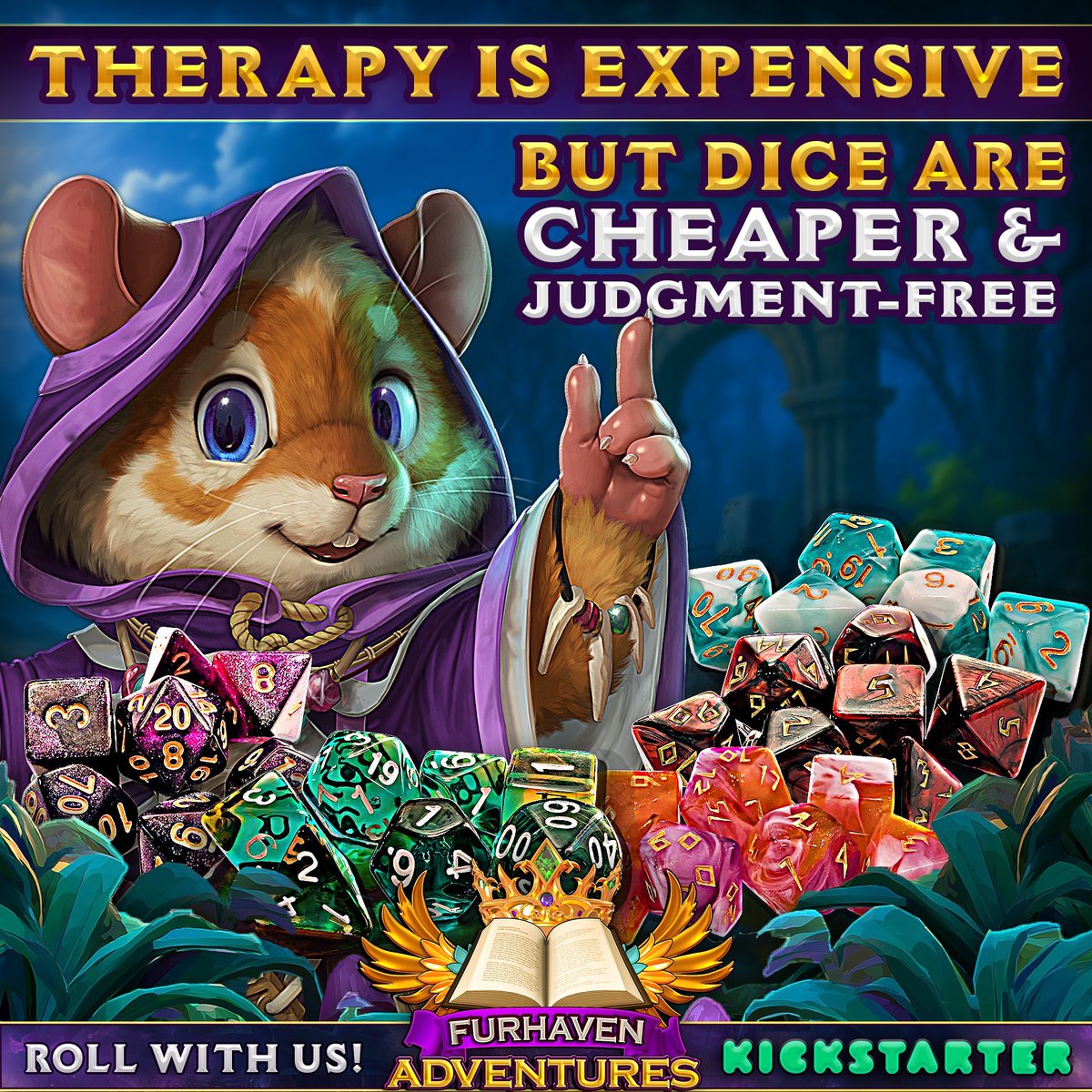 FatesEndGames's tweet photo. Because sometimes all you need is a good roll and a bad idea. 🎲 
Join the cozy chaos of Furhaven Adventures—now live on Kickstarter!
👉 Roll with us: https://t.co/YipMx9gUHP 
#Kickstarter #FatesEnd #TTRPG #Furhaven https://t.co/hcXykM3ZJM