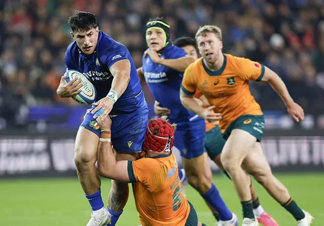 RugbyIta's tweet photo. #ITAvAUS What a comeback! After Gordonโs try, Italy shows true grit and maturity, turning the game around against Australia! #RugbyItaly #QuilterNS #QCNS https://t.co/d7EPY41Mb3