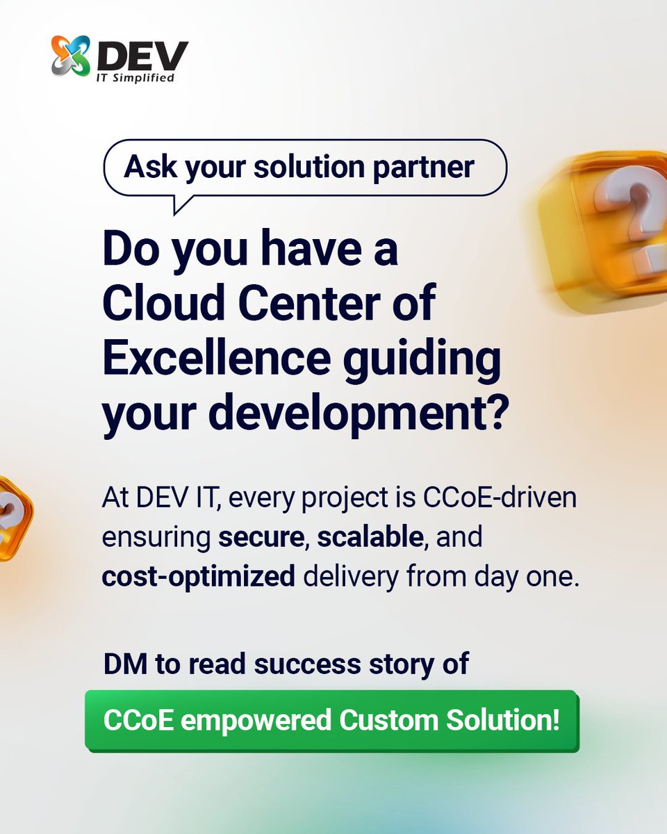 DEVITPL's tweet image. If your software is slow or keeps giving errors, ask your IT partner if they have a CCoE.
At #DEVIT this is what keeps our projects strong, safe, and cost-effective.
👉 Download the case study: shorturl.at/P3tyv
#CloudExcellence  #customsoftwareapplicationdevelopment