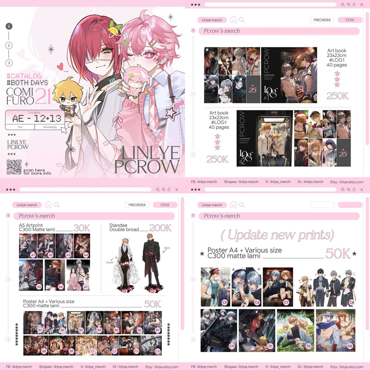 linlye_merch's tweet photo. [🤍 &amp; RT appreciated]  
Linlye x Pcrow’s #CF21 Full Catalouge ⋆˙⟡

🌷 Booth: Linlye x Pcrow — AE12+13
🎨 Fandoms: HSR, Genshin Impact, LND,...
🍀 Cash and Qris

Can't wait to see u guys there ٩(ˊᗜˋ*)و ♡ feel free to come and say hi~~

#cf21 #cf21catalogue #cf21catalog https://t.co/PaA9ihCHu5