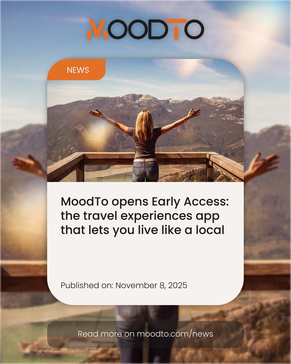 moodto_app's tweet image. ✨ Now live on MoodNews
“MoodTo opens Early Access: the travel experiences app that lets you live like a local.”
👉 Read the full article at: moodto.com/news
#travelapp #localexperiences #travellikealocal #communityoftravelers #newtravelapp #moodto #startup