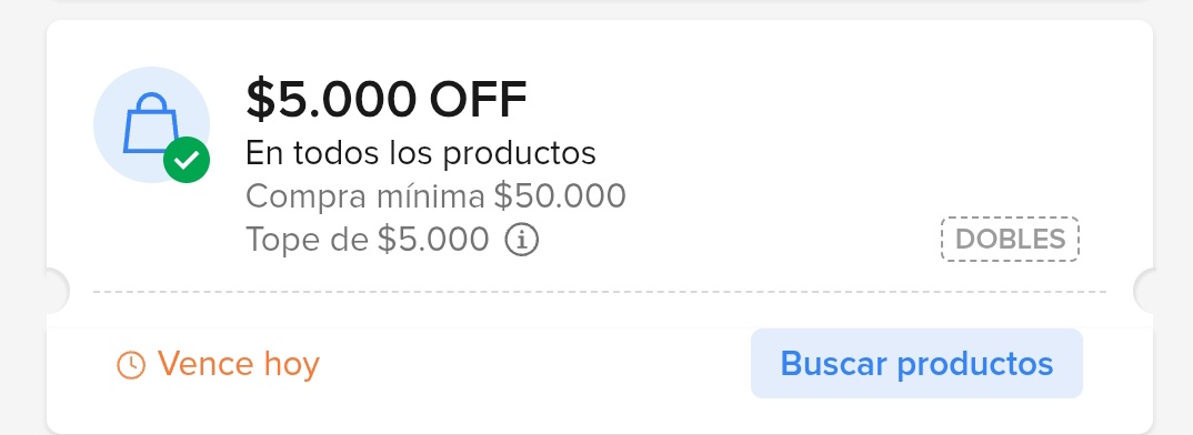 Cupon para Mercado libre de $5.000 
DOBLES