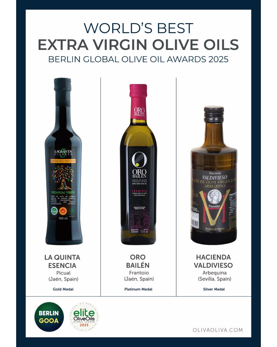 🟡 MEJORES AOVES DEL MUNDO BERLÍN GOOA 2025 🟡

¿Te gustaría probar los aceites de la élite global del AOVE? Ahora es posible con la caja exclusiva de Oliva Oliva, que reúne los Mejores Aceites del Mundo, premiados en Berlín GOOA 2025.

👑 Comprar caja: olivaoliva.com/es/10-mejores-…