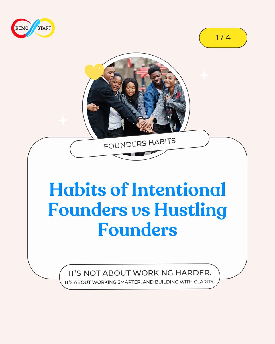 RemoStart's tweet image. The #1 mistake founders make? Building without clarity. 🔭

Intentional Founders plan, validate, and use data. Hustling Founders just run fast.

Swipe to choose your path and join the smart founders building with AI support.

#Remostart #FounderJourney #StartupExecution…