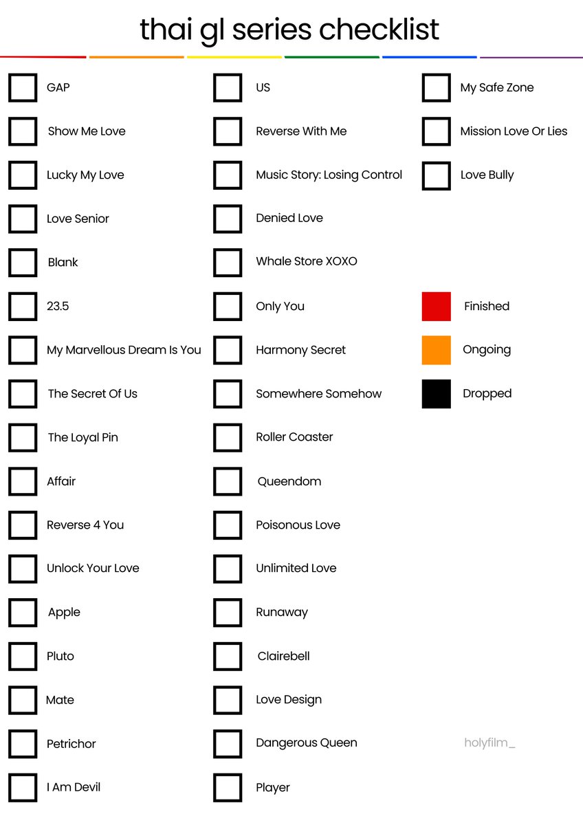holyfilm_'s tweet photo. THAI GL SERIES CHECKLIST https://t.co/wFzgXs57qJ