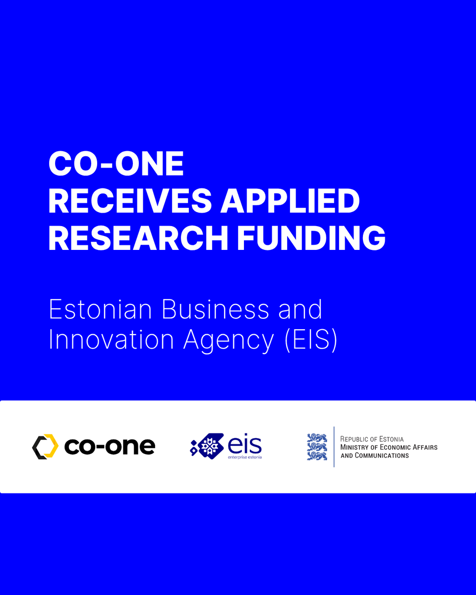 cooneAI's tweet photo. 📣 We’re happy to share that Co-one has been awarded R&amp;D funding under the Applied Research: Small Projects Programme by the Estonian Business and Innovation Agency (EIS | Enterprise Estonia). 🎉 https://t.co/vV1evI3c8K