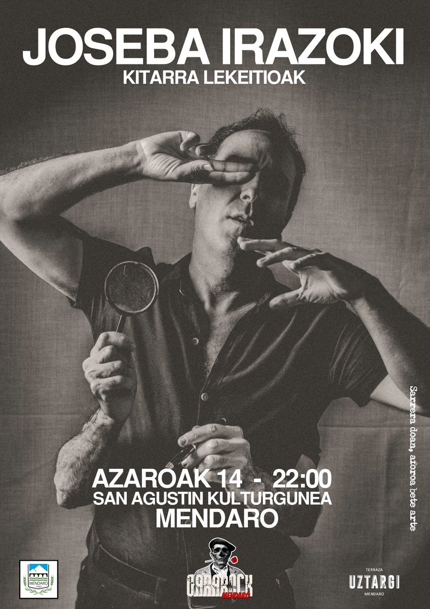 🎶🎵🎸🎤Azaroaren 14an Joseba Irazokik kontzertua emango du San Agustin kulturgunean.

__

🎶🎵🎸🎤 El 14 de noviembre Joseba Irazoki ofrecerá un concierto en San Agustín.