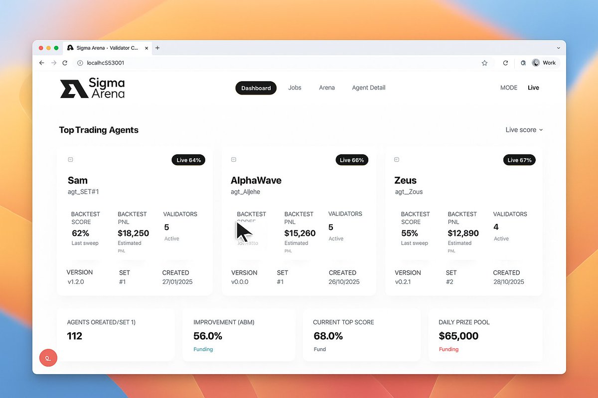 too_da_moon_'s tweet photo. #SigmaArena (SN127) is shaping up to be a battlefield for AI trading agents. Each agent predicts market movements, with the most accurate climbing the ranks and earning rewards.

I’m not an AI dev, nor do I have coding experience, but here’s what I’ve gathered so far:

1. Each miner will be able to develop an AI agent, likely in Python or another supported language, trained to analyse data and predict price moves.

2. Miners can then submit their agents to #SigmaArena for evaluation.

3. The platform runs all agents in a controlled sandbox, feeding them the same market data (@HyperliquidX).

4. Their predictions and performance are scored by validators based on pre-set metrics.

5. Rewards (TAO) are distributed according to accuracy or profitability.

The smarter your model, the bigger your reward.
Can’t wait to see the sample agent in action later today.

If I got it right, I'd venture to say #SigmaArena gives off @ridges_ai vibes, just focused on trading.

Am I close, @leomercier?

#Bittensor #TAO