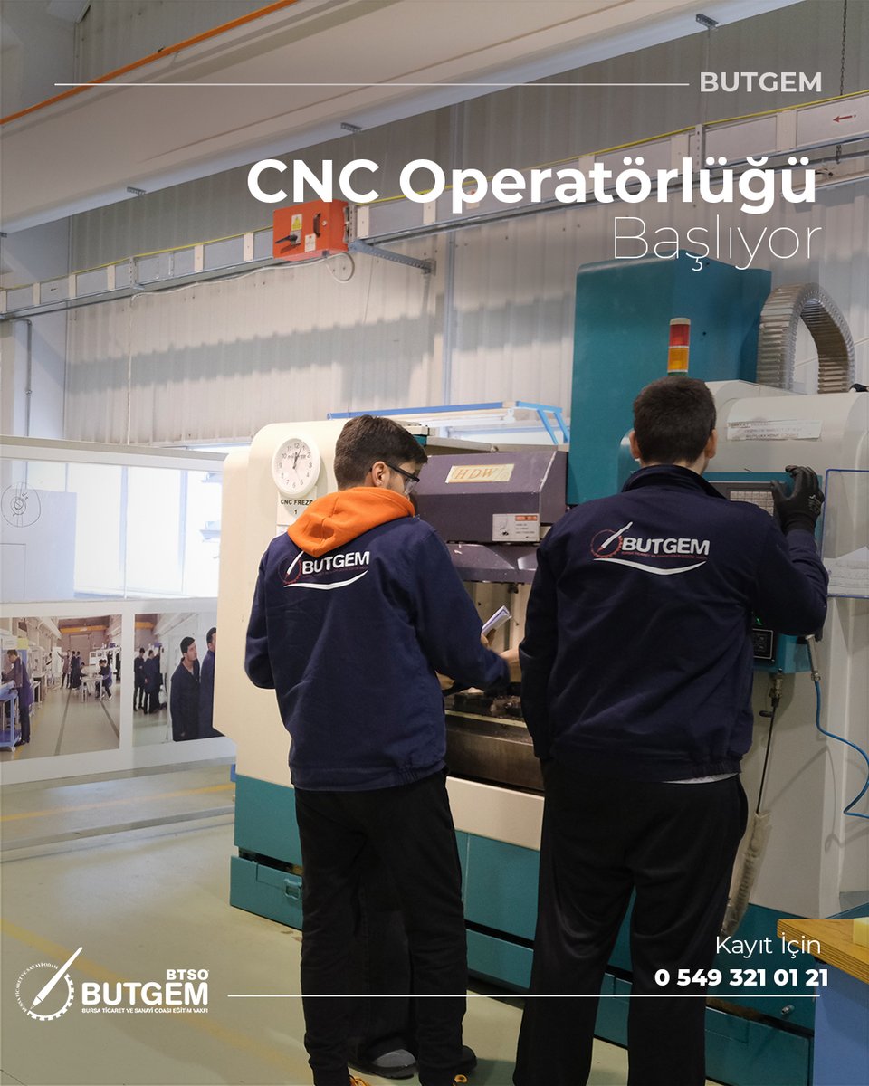 BUTGEM1's tweet photo. 📢 BUTGEM'de Mesleğini Geliştir, Geleceğini Şekillendir!
 
 🚀 CNC Operatörlüğü Eğitimi için kayıtlar devam ediyor!
 
 🛠 Üretim teknolojilerine yön vermek, tasarım ve imalat alanında uzmanlaşmak istiyorsan bu fırsatı kaçırma!
 
 📞 Detaylı bilgi ve kayıt için: 0549 321 01 21 https://t.co/A0xjo6S8qn