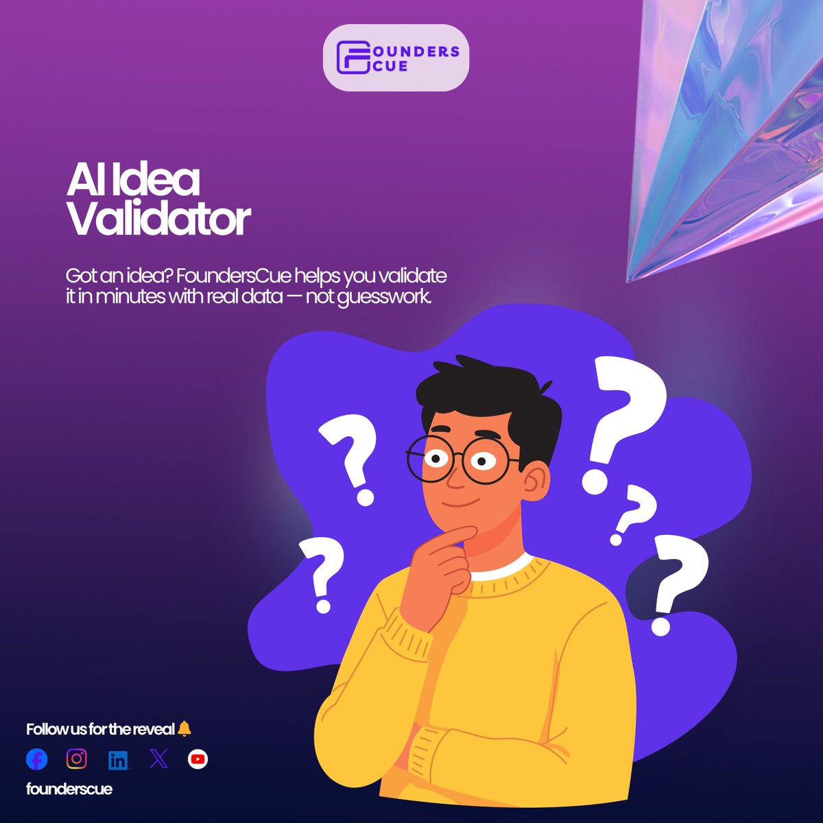 founderscue's tweet photo. 💡 Got an idea? Validate it in minutes — not months.
FoundersCue’s AI Idea Validator uses real data to test your startup concept before you build.
#FoundersCue #Startups #AI #Innovation #IdeaValidation #BuildInPublic https://t.co/aR6DrsjVsA
