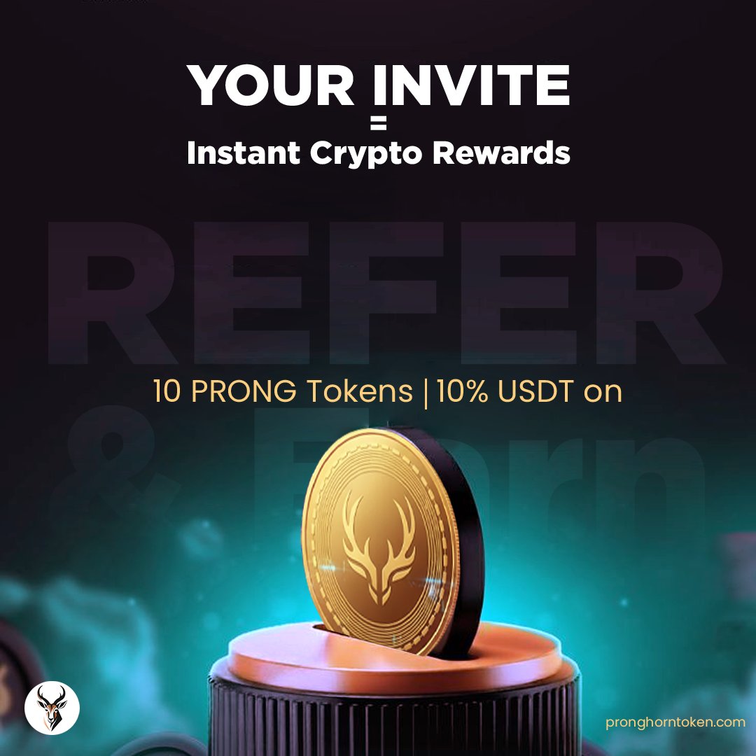 PronghornToken's tweet photo. 💰 Your Invite = Instant Crypto Rewards!
Earn 10 PRONG per signup + 10% USDT on every purchase.
Smart-contract powered &amp; fully transparent.

👉 https://t.co/JGTjGA75nM
#ReferralRewards #PronghornToken #BNBChain #EarnCrypto #Web3Rewards https://t.co/dCDlkB72wn