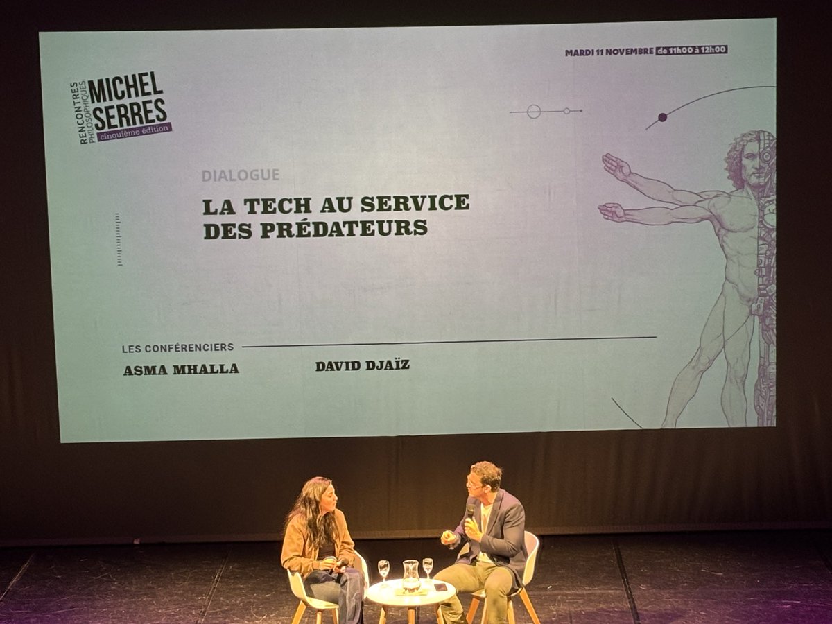 #Rencontres #Philosophiques #MichelSerres #Agen  
Tout le monde philosophe ! Les enfants d’Abord 😂

Bouquet final avec :
La tech au service des prédateurs avec <a href="/DavidDjaiz/">David Djaïz</a> et avec Asma Mhalla !