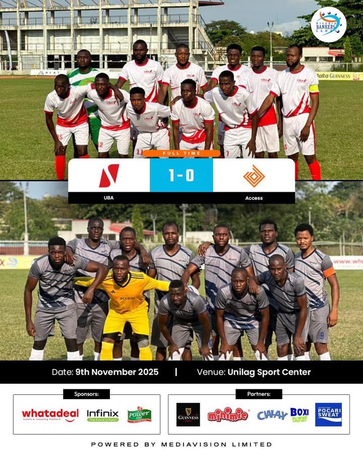 One goal, one victory, one unstoppable squad😎
<a href="/UBAGroup/">UBA Group</a> takes the win 1-0 in a tight clash against <a href="/access_more/">Access More</a> 

#nbg2025 #nigeriabankersgames2025 #bankersgames #sports #football
