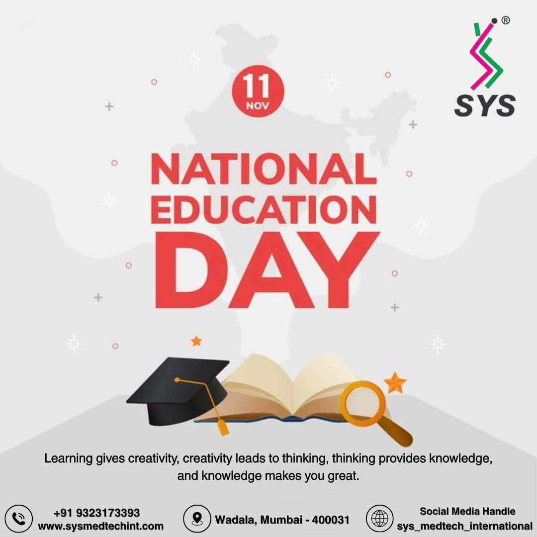 SYS_Medtech_Int's tweet photo. On National Education Day, let's acknowledge the importance of quality education in shaping the future generations. Education plays a fundamental role in empowering individuals and societies.

#nationaleducationday2025
#EducationMatters #orthopedic
#Empowerment
#sysmedtechint https://t.co/49E7oVQJUJ