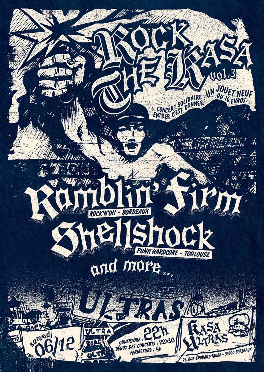 ub87officiel's tweet image. [ Concert ] Rock The Kasa Vol. 3

C’est le retour du concert solidaire des Ultramarines. Le principe reste le même: pour l’entrée c’est un jouet neuf ou 10€. 

Une collecte sera également organisée à Gallice avant le match. 

Le 06/12 au stade ou à la Kasa, venez avec un jouet !