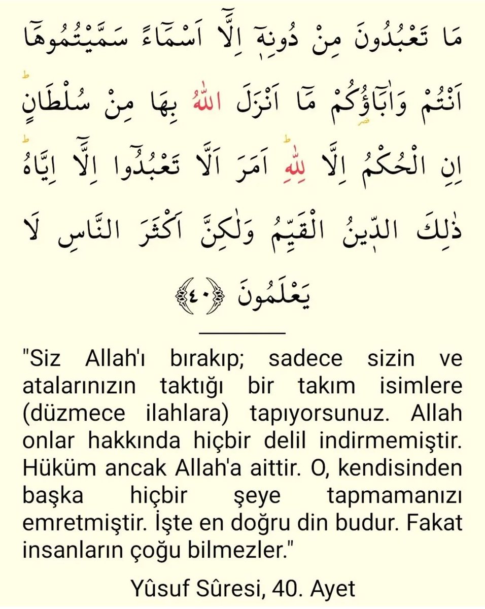 Yusuf Sûresi 40.Ayet