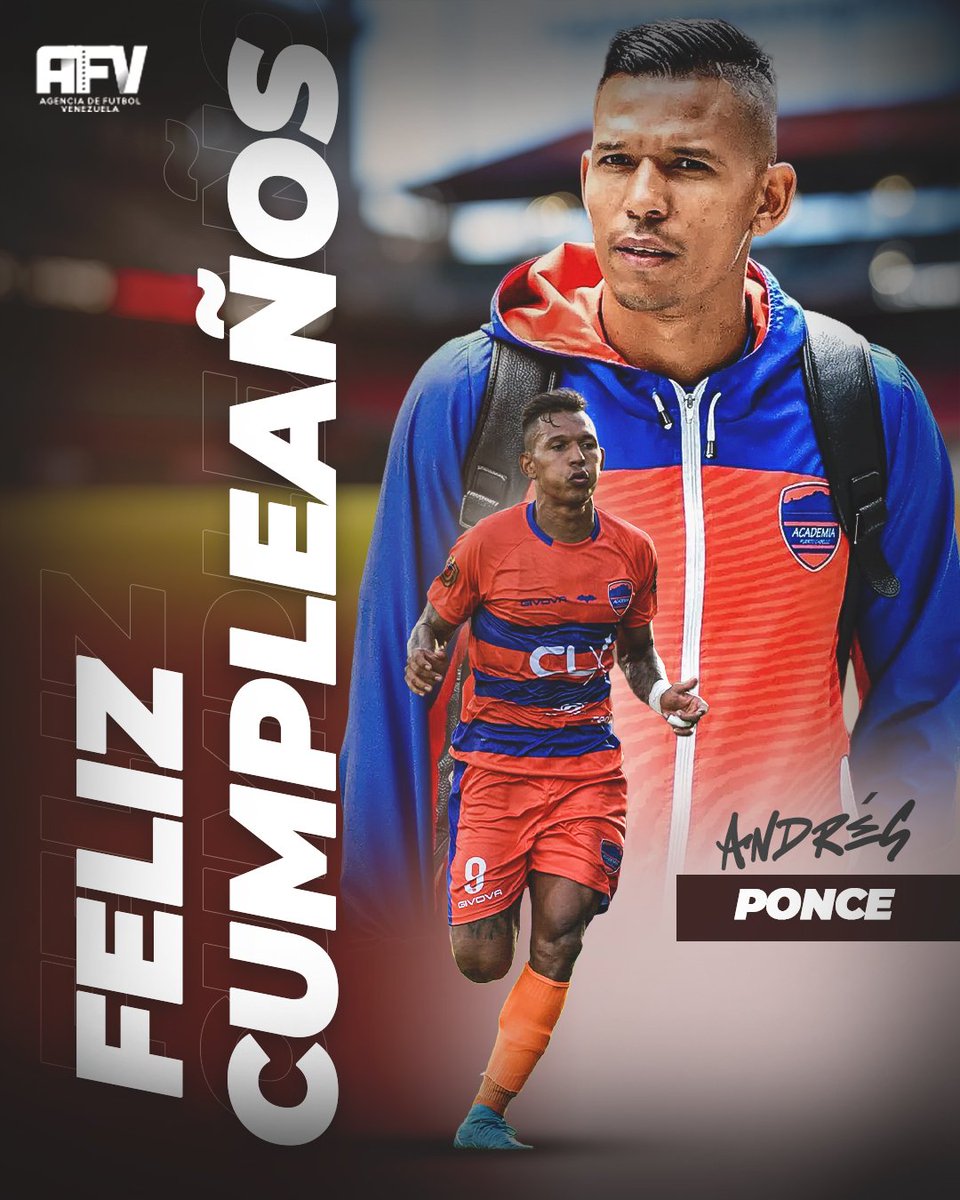 agenciadefutbol's tweet image. Desde la familia de @agenciadefutbol le deseamos un feliz cumpleaños a nuestro jugador Andrés Ponce 🎂🥳

Nuestros mejores deseos para ti y que sigan los éxitos.

¡Disfruta tu día al máximo! 🎉⚽️

#TalentoAFV #AFV