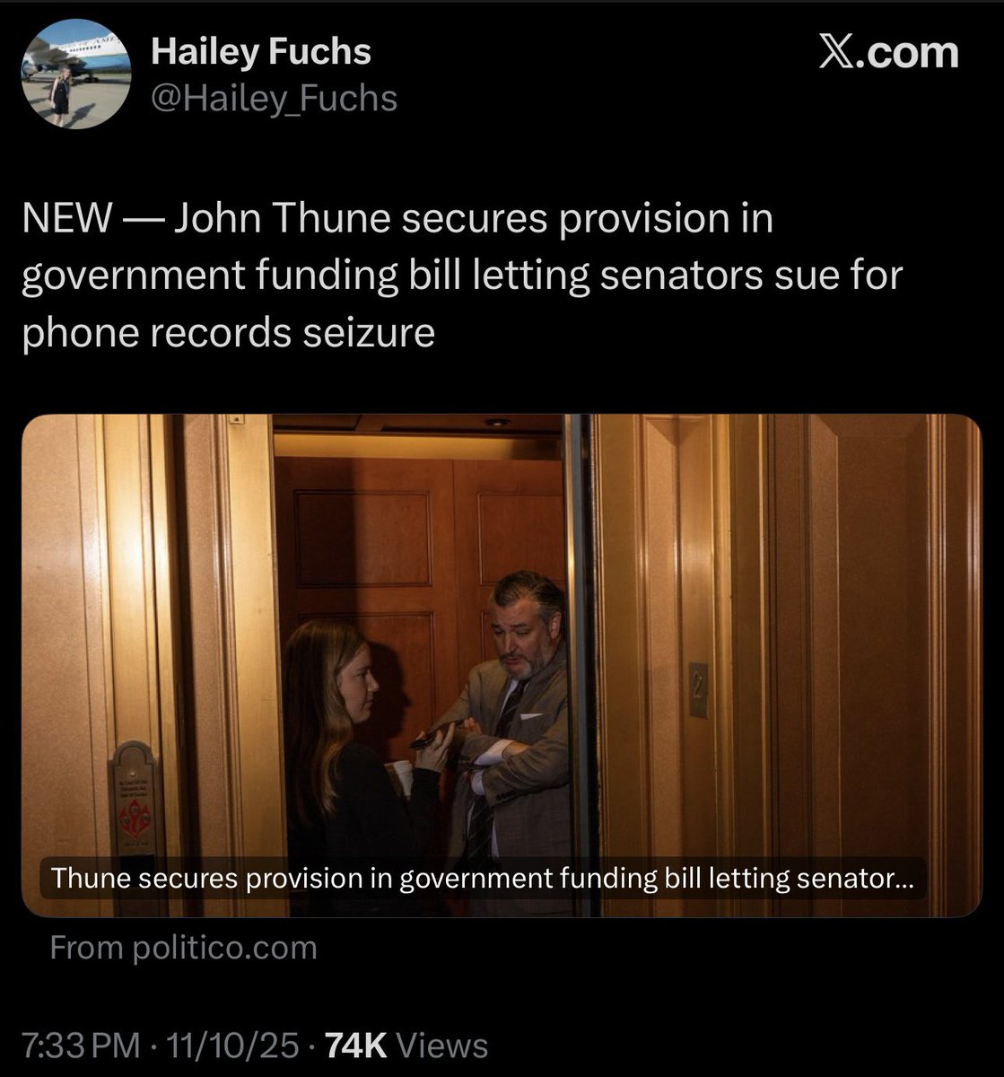 Schumer allows a provision to go into the supposedly “clean” CR to allow people like Ted Cruz to file lawsuits for money over Jack Smith’s J6 investigation. Amazing Dem leadership in the senate. Thanks Chuck!
