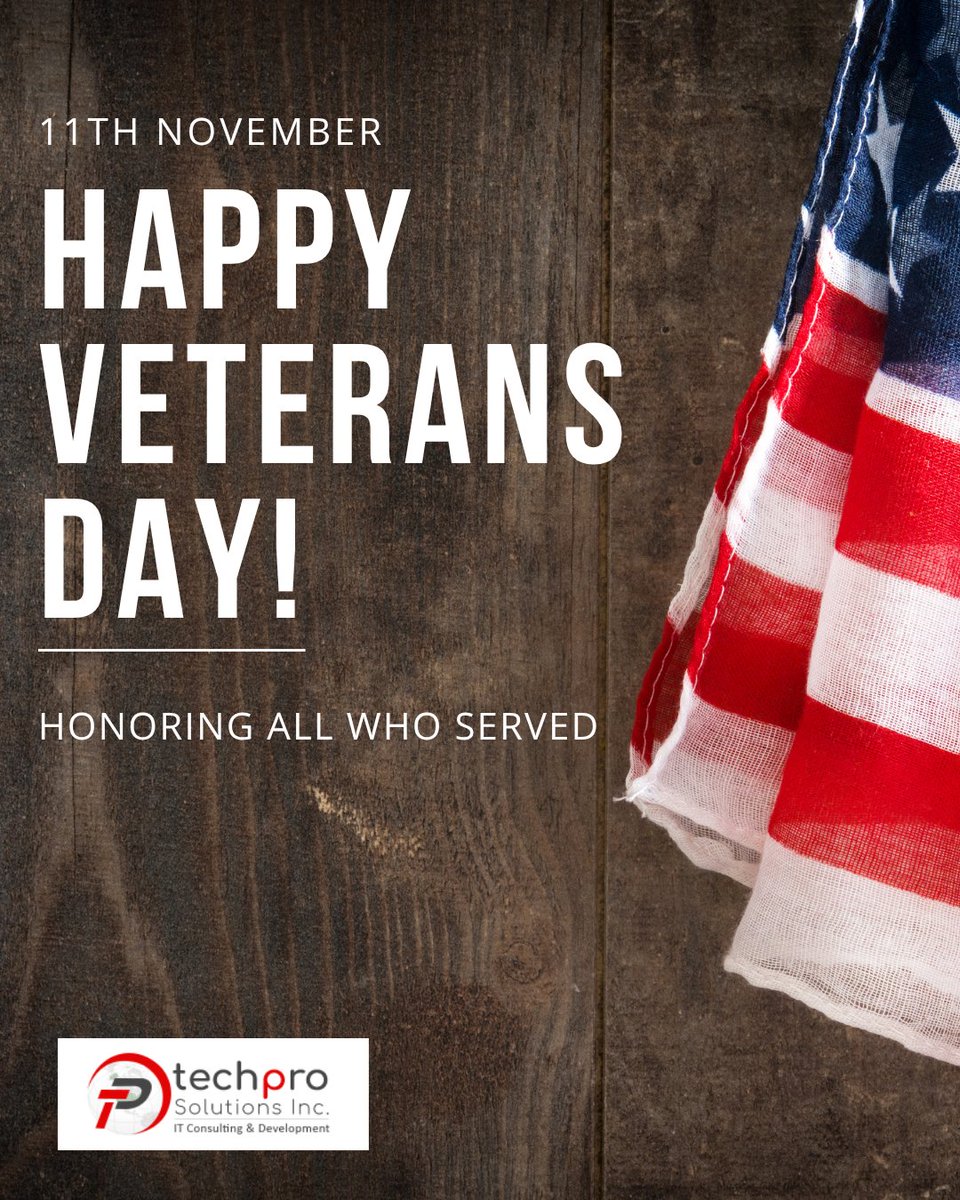 TekProSol's tweet image. Saluting the brave hearts who’ve served with courage, honor, and strength. Your sacrifices inspire us every day. 🇺🇸 Happy Veterans Day from TechPro Solutions!

#HonoringVeterans #BraveryAndDedication #TechproSolutions #VeteransDay #VeteranSupport #RememberOurHeroes