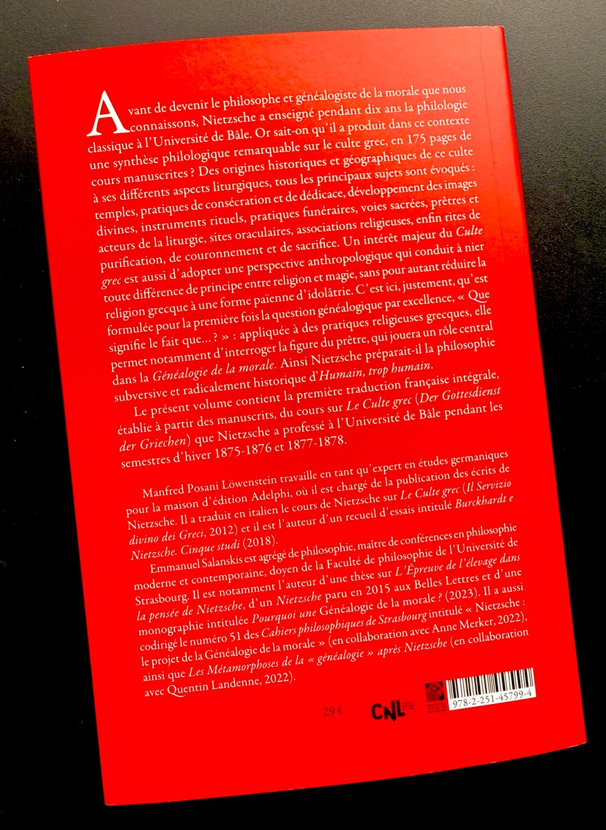 Un nouveau volume de l’édition française des Écrits philologiques de Nietzsche qui donne à découvrir un intéressant cours sur le culte grec.

Vient de paraître aux Belles Lettres.