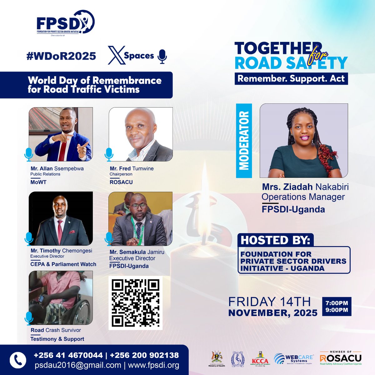 ZiadahN66903's tweet photo. @Foundation4Pri1 ,@SSsemakula2 ,@ROSACUg 
Road safety is a shared responsibility. From drivers and pedestrians to policymakers and transport companies, everyone has a role to play in preventing crashes and saving lives. https://t.co/wpfEIm7foP
