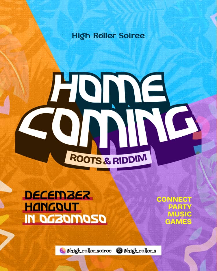 High_Roller_S's tweet photo. 🌴 It’s that time again — HOME COMING: Roots &amp; Riddim! 🎶
Get ready to reconnect, unwind, and vibe with the finest blend of music, games, and good energy this December in Ogbomoso. https://t.co/OK19Grp8Zx