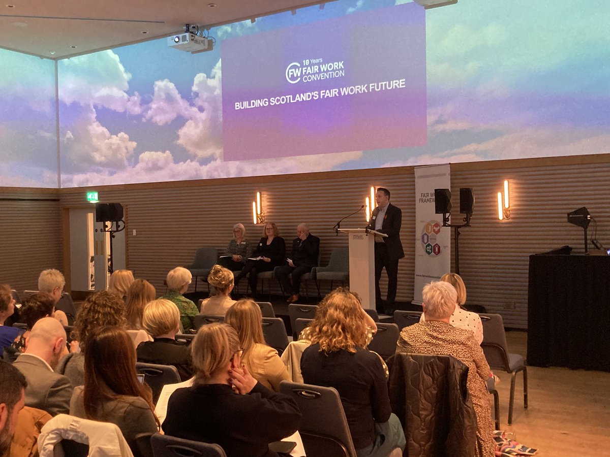 FairWorkScot's tweet photo. 🎙️ Kicking off #FairWorkFuture with our Co Chairs Patricia Findlay & Chris Westcott
A packed agenda ahead as we build momentum for Scotland’s Fair Work journey.
#FairWorkScotland
#FairWorkScotland #LivingWageWeek https://t.co/jwk6VSgkeS