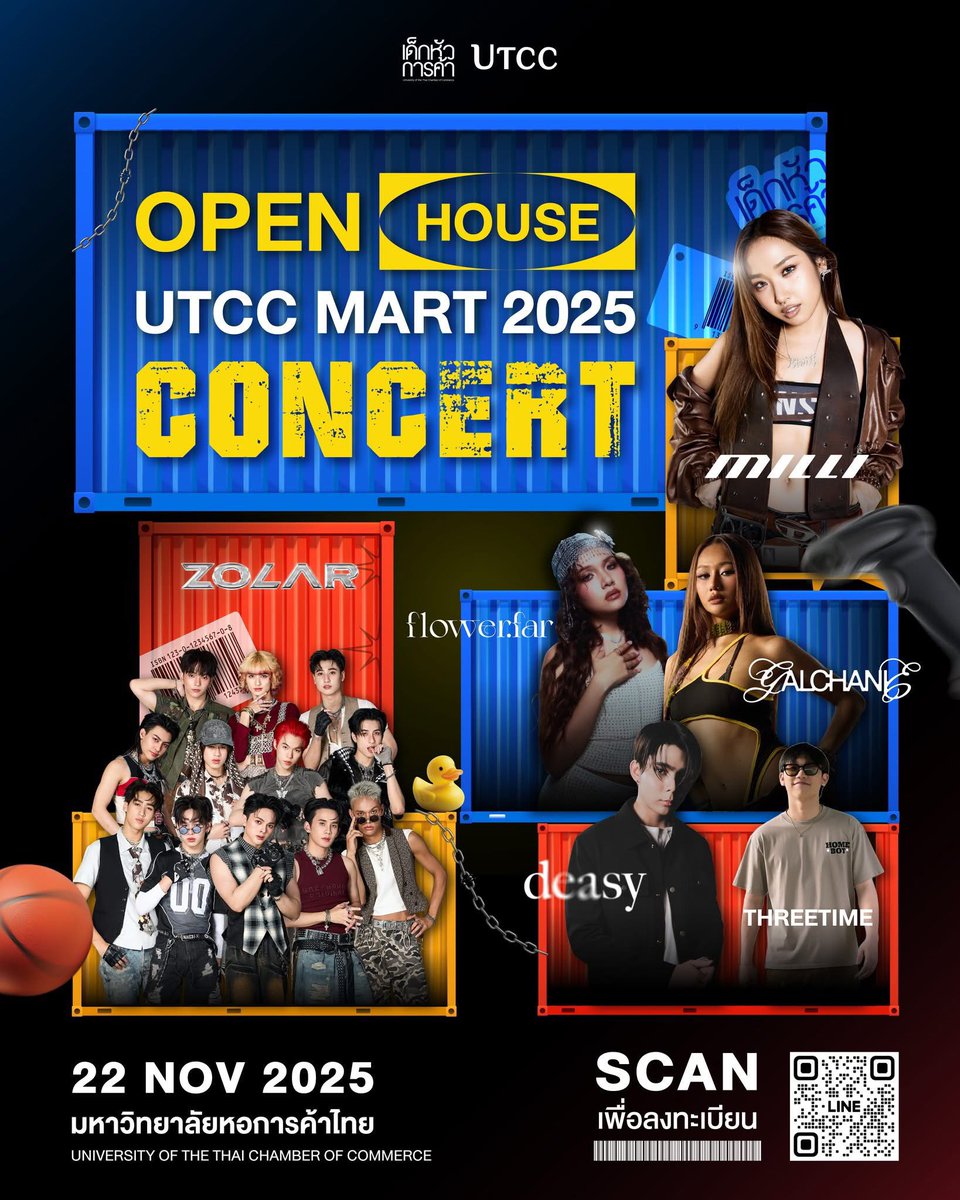 officialyupp's tweet photo. [UPDATE] ตารางงาน YUPP!

งาน UTCC MART 2025 
: OPEN HOUSE CONCERT

🗓️ 22 NOVEMBER 2025
📍 ณ หอประชุม มหาวิทยาลัยหอการค้าไทย
🎫 เข้าฟรี! ลงทะเบียนล่วงหน้า 
: https://t.co/TRVJoC0apF 

#MILLI #Flowerfar #GALCHANIE 
#deasy #THREETIME #YUPP
#UTCCOpenHouse2025 #เปิดบ้านหอการค้า https://t.co/UgjnG1iAb0