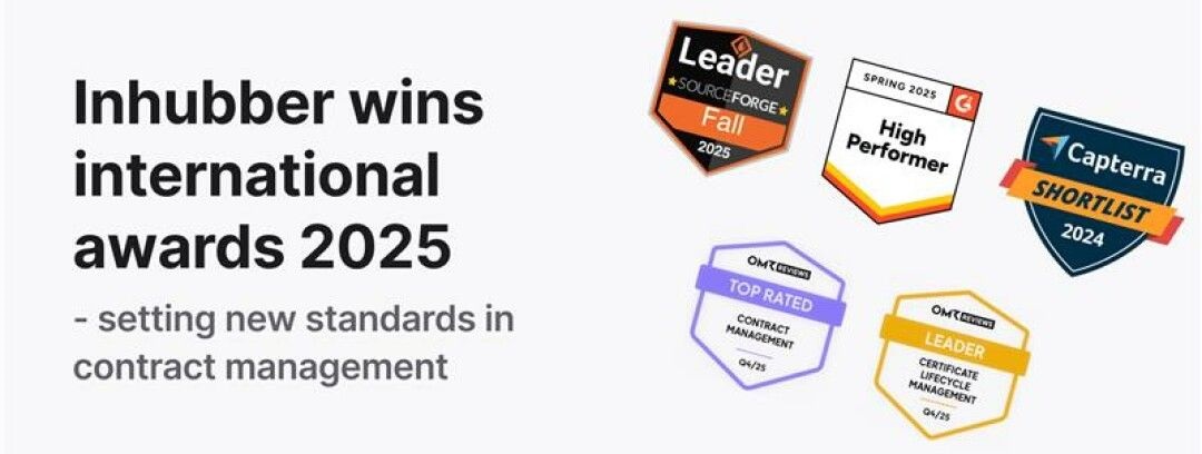 inhubber's tweet photo. 🏆 #Inhubber wins multiple international #awards in 2025! 🎉

Recognized for innovation in #AIpowered #ContractManagement, #DataSecurity &amp; #DigitalTransformation.

Smarter, safer &amp; more sustainable contracts for every industry. 🌍

👉 https://t.co/vtby1ydZ16 https://t.co/FNqUgROnBL