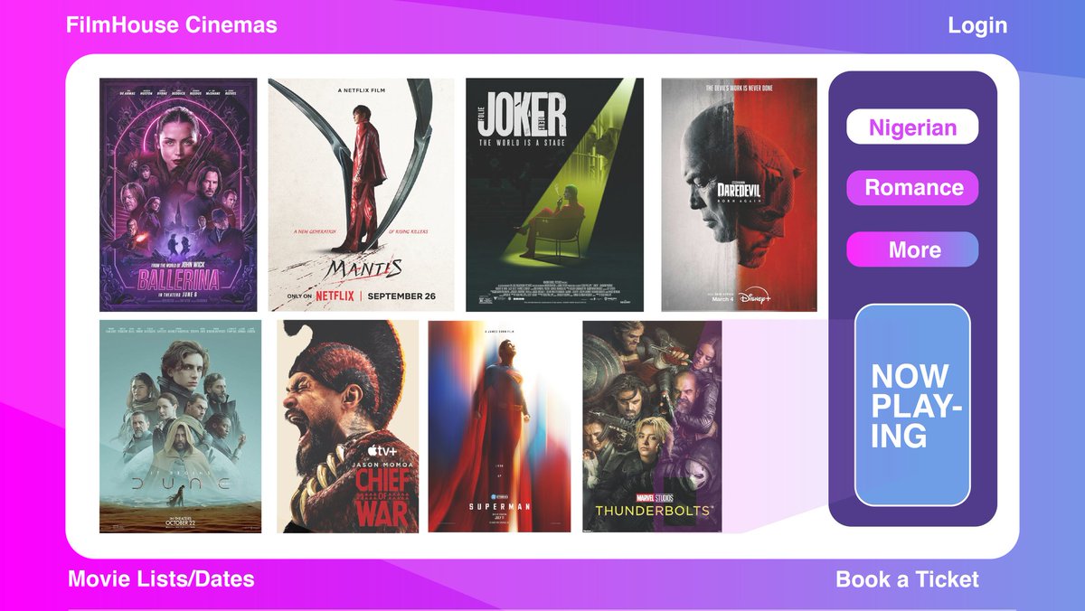 SmartMeso's tweet image. Took it Up a notch😑. 
Day5/30. This Particular brand really had a strong typeface, but I believe the could really need a strong logo Mark and more use of there Brand Colors. FilmHouse Cinemas is a Popular Cinematic Brand In Nigeria. Had fun on this one  #30DaysCreativeEvolution