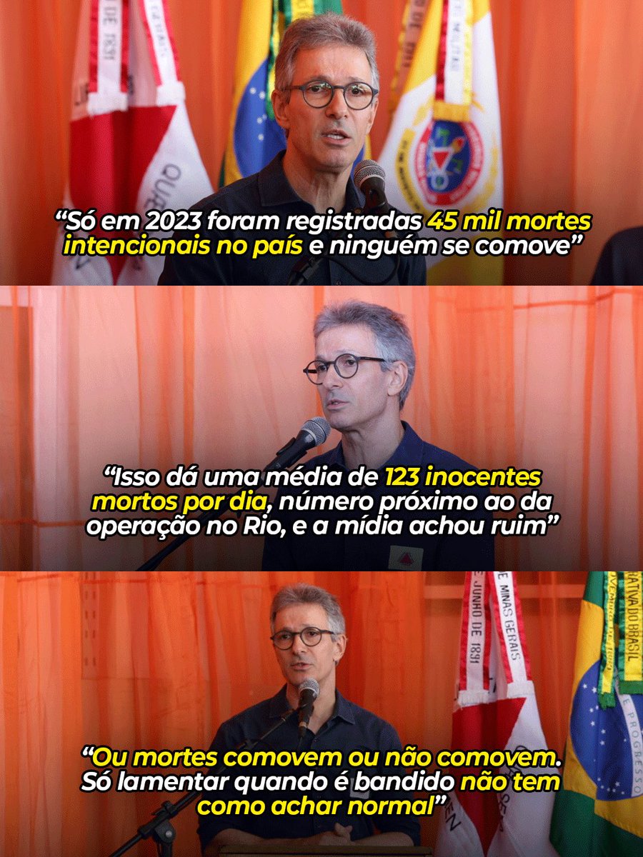 RomeuZema's tweet image. O terror que o Brasil vive mata mais que muitas guerras.

Facções dominam territórios, aliciam jovens e espalham medo. E o Governo do PT finge que não vê.

Eu apoio o PL Antifacção. Em Minas, o crime não tem vez. E no Brasil, precisa acabar.

Lugar de bandido é atrás das grades.