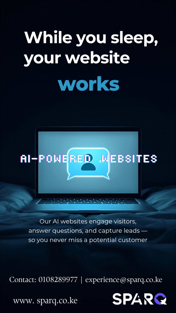 homework_ninja's tweet image. Tired of wasting time on repetitive tasks? Let our AI-powered websites at sparq.co.ke do the heavy lifting for you! 🚀 Improve customer experience and boost efficiency with just a click. Call us on 0108289977. #AIPoweredWebsites #SparqTech #TimeSaver