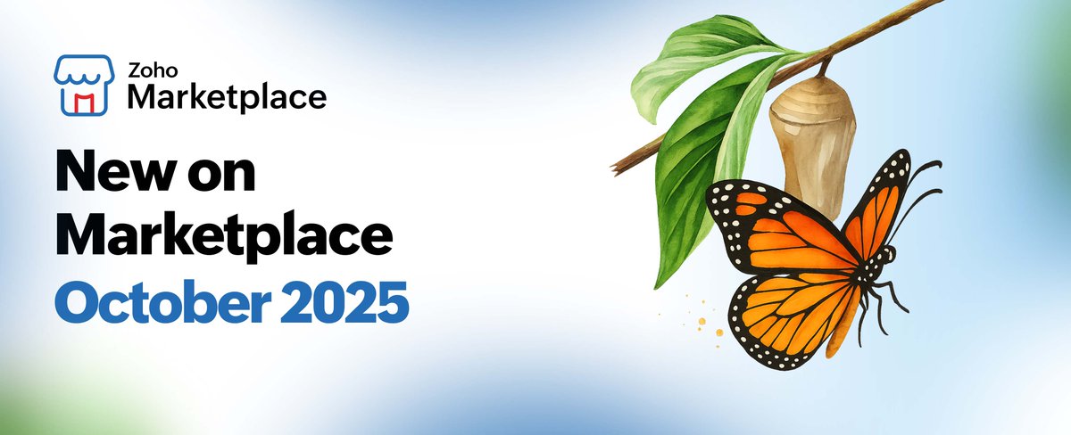 ZohoMarketplace's tweet photo. Explore the newest extensions for @ZohoCRM, @ZohoDesk, @ZohoBooks, and more—now available on Zoho Marketplace: https://t.co/UOrl8HBVan
#NewonMarketplace #ExtensionsforZohoCRM #Productivity #ZohoIntegrations https://t.co/HKscoYST2W