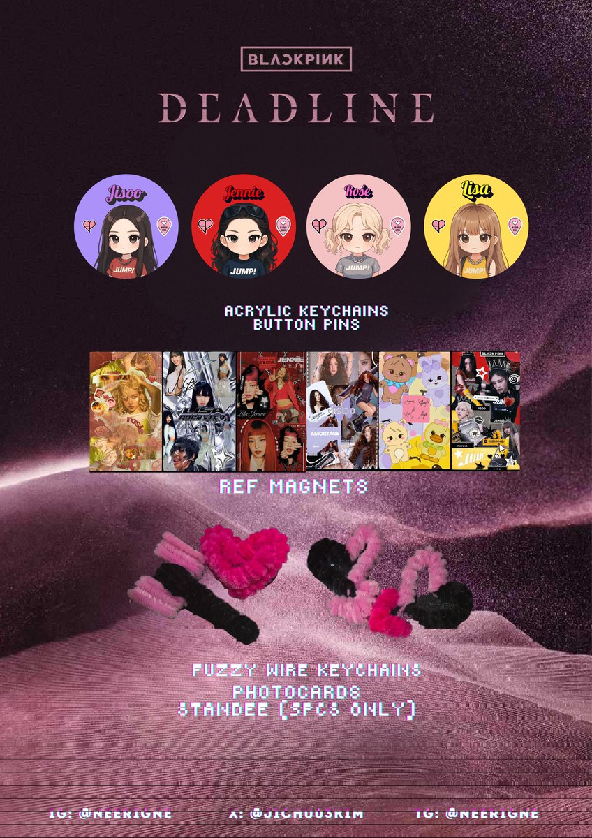 jichu03kim's tweet photo. 𑣲 BLACKPINK ᰔ
𑣲𓂃 200 (1in) Button pins, 200 acrylic keychain, Unofficial photocards, fuzzy wires (hearts &amp; hummerbong), 50 Ref Magnets, 5 standee ᰔ

- Nov. 23,2025 (Day 2)
- 1:1 ratio per person
- random contents per pouch
- open for trades

#BLACKPINK #DEADLINE_IN_BULACAN https://t.co/sfhPo3wJwQ