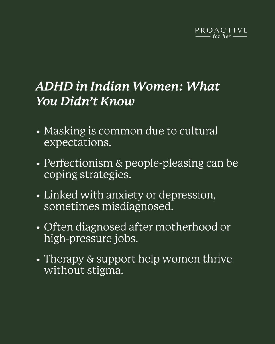 Team_Proactive's tweet image. In India, ADHD in women is often underdiagnosed, and that’s why we’re starting the conversation 💬
Join our free event to learn more.
Link in bio 💕
P.S. You’re the first to know!
#adhd #adhdawareness #womenshealth #mentalhealth #bangalore
