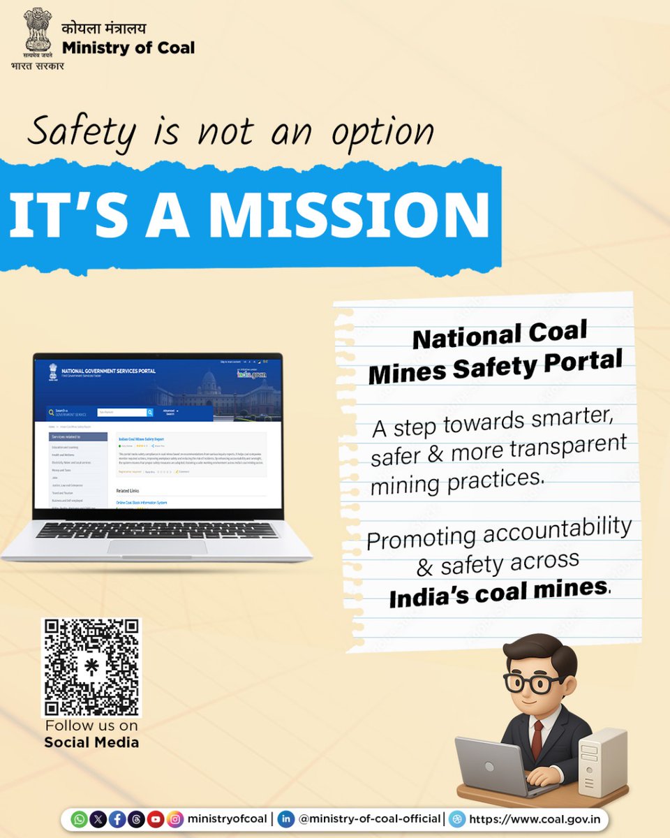 The Ministry of Coal is committed to achieving Zero Harm in mining operations.

Through the National Mine Safety Portal, technology-driven monitoring, and proactive safety measures, the Ministry is fostering a culture of safety, accountability, and continuous improvement across