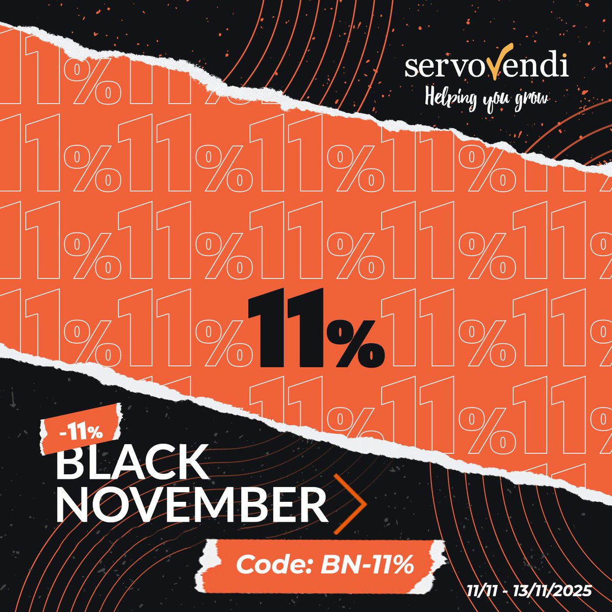 ServoVendi's tweet photo. 🖤 ¡Black Noviembre en ServoVendi!
11% OFF con BN-11% 💥
Nuevas ofertas cada viernes 🌿
👉 https://t.co/RMdO1QxYAr
#BlackNoviembre #ServoVendi #Descuento https://t.co/F2IXvpK7Yw