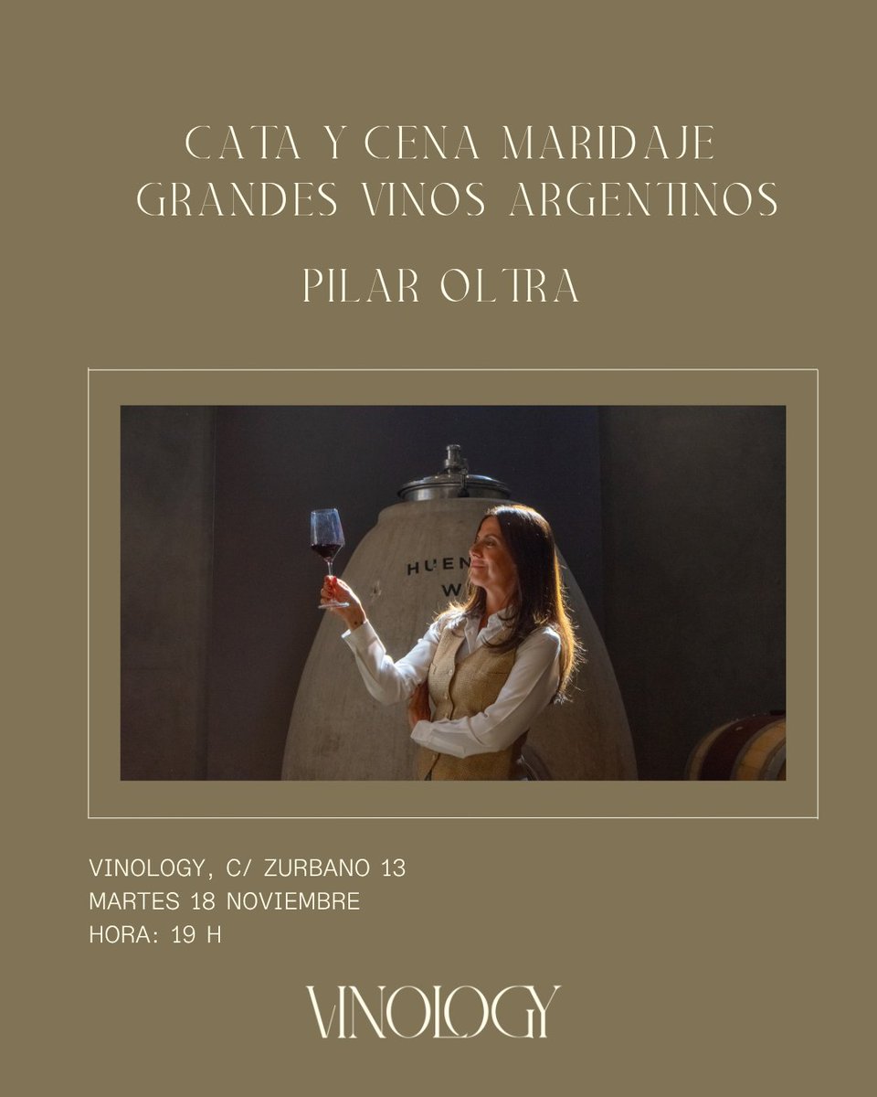 Cata y cena maridaje dedicada a los grandes vinos argentinos 🇦🇷 

Junto a Pilar Oltra, descubriremos seis vinos de diferentes regiones, altitudes y estilos que que cuentan la historia del vino argentino contemporáneo. 

 🎟️ vinology.wine/producto/grand…