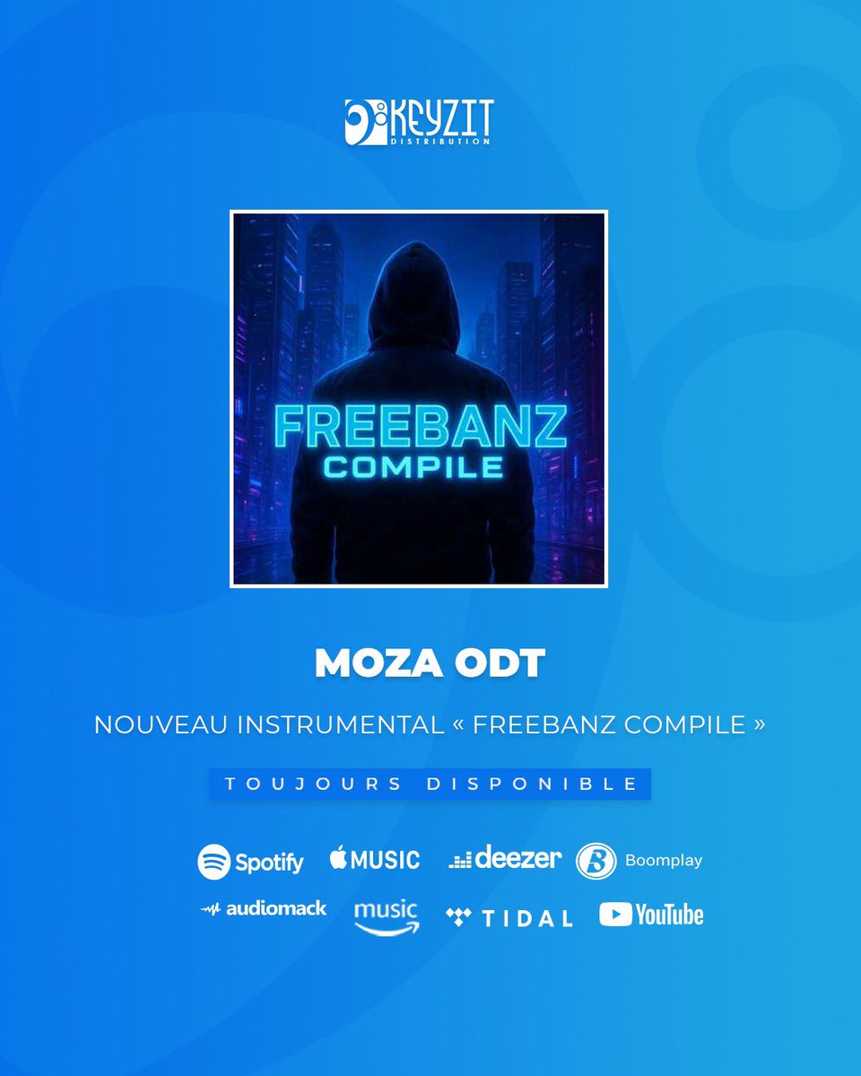 KeyzitMali's tweet image. Le nouveau instrumental &quot;FREEBANZ COMPILE&quot; du compositeur MOZA ODT est maintenant disponible sur toutes les plateformes de streaming et de téléchargement légal !

🎶 fanlink.tv/MozaODTFreeban…

#MozaODT #KeyzitDistribution #Keyzit #AfricanMajor