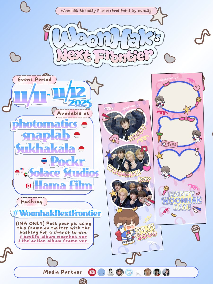 👑 Woonhak's Next Frontier 👑

Woonhak Birthday Photoframe
Event by <a href="/nunsagi/">아</a> 

💙 Indonesia, Malaysia, Singapore, Thailand, Canada, UAE
💗 11 Nov - 11 Dec 2025
#️⃣ Post your pic with #WoonhakNextFrontier 

Event details on thread! 🕺
#WOONHAK #운학 #ウナク